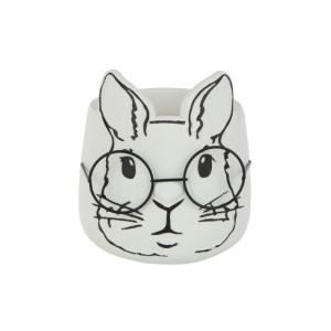 Cache-pot lapin en céramique blanche 15.5x15.5x16.5 cm