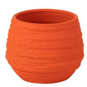 Cache pot orange en céramique H14 cm