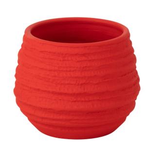 Cache pot rouge en céramique H14 cm