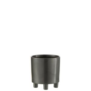 Cache-pot sur pied en céramique noir 15x15x16cm