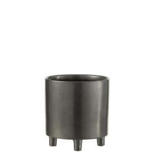 Cache-pot sur pied en céramique noir 21x21x21cm