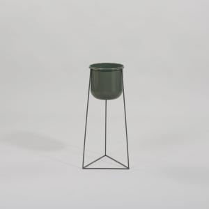 Cache-pot sur pied en fer forgé vert H57