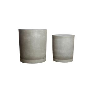 Cache-pots en ciment gris clair ( Lot de 2 )