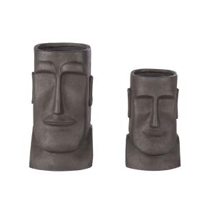 Cache-pots en fibre de verre noir H65 (x2)