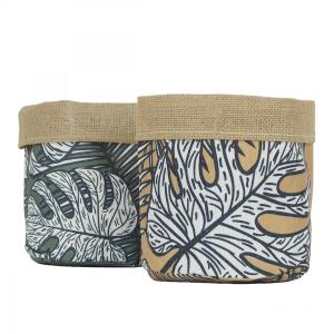 Cache-pots en jute et tissu Jungle 18cm lot de 2