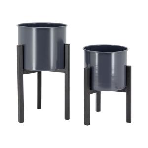 Cache-pots en métal noir graph (lot de 2)