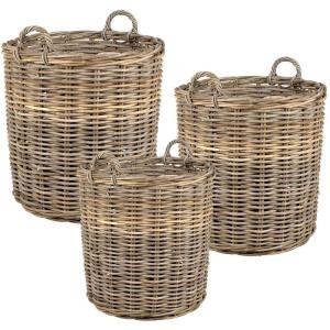 Cache-pots hauts en poelet (lot de 3) naturel