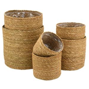 Cache-pots ronds en jonc naturel (lot de 6)