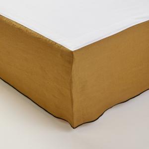 Cache sommier 160x200 cm Bronze et bourdon noir en Lin