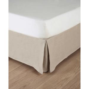 Cache-sommier 180x200 en coton et contours en lin lavé beig…