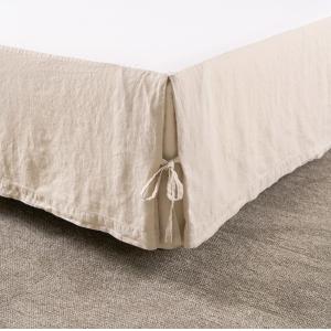 Cache sommier en lin beige 80 x 200 cm