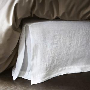 Cache sommier en lin lavé Blanc naturel 180x200cm