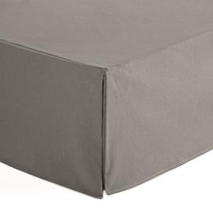 Cache-sommier uni en coton de 30 cm de haut gris 135x200 cm