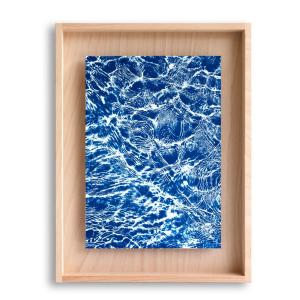 Cadre en bois cyanotype eau 40x30cm
