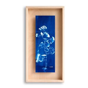 Cadre en bois cyanotype gingko 40x20cm