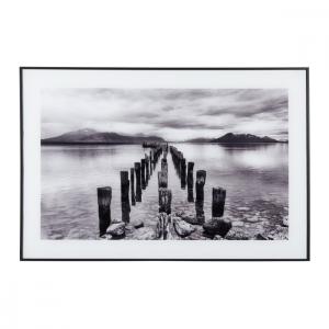 Cadre et photo d'art noir et blanc poles in water en verre…