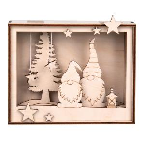 Cadre lutins du père Noël en bois à décorer