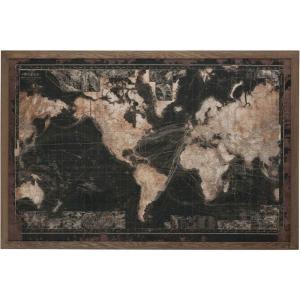 Cadre mappemonde en bois format horizontal
