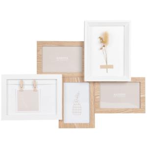 Cadre multivues 4 photos en bois de pin beige et blanc 50x37