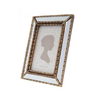 Cadre photo à poser en résine dorée et miroirs 10x15cm