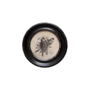 Cadre rond en bois noir huppées D24.5