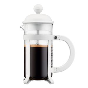 Cafetière à piston 3 tasses   crème blanc en verre H18.9