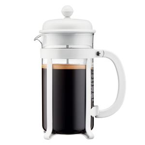 Cafetière à piston 8 tasses   crème blanc en verre H24.5