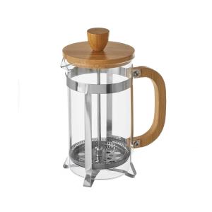 Cafetière à piston en verre transparent et bambou 600ml