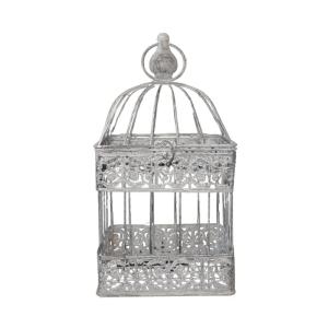 Cage à oiseaux bougeoir carrée en métal gris 17.5 x 17.5 x…