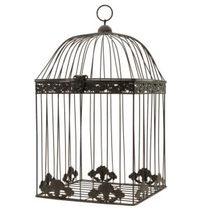 Cage à oiseaux bougeoir en métal marron 51 x 27 x 28 cm