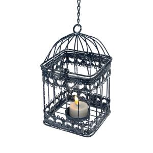 Cage à oiseaux décorative ancienne métal noir 22x10.5x10.5c…