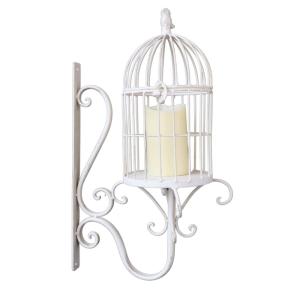 Cage à oiseaux décorative ancienne murale métal blanc 50x28…