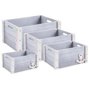 Caisse de rangement en bois marina (lot de 4)