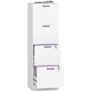 Caisson bureau mobile 4 tiroirs et serrure bois blanc