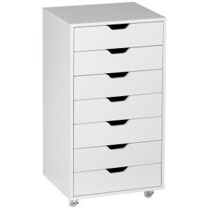 Caisson bureau mobile à roulettes blanc