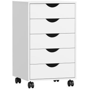 Caisson bureau sur roulettes 5 tiroirs en bois blanc