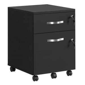 Caisson de bureau 2 tiroirs avec roulettes effet bois noir