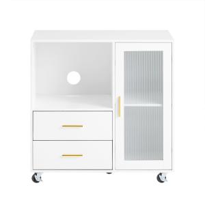Caisson de bureau à roulettes 2 tiroirs et 1 porte effet bo…