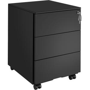 Caisson de bureau à roulettes en acier avec 3 tiroirs à clé…