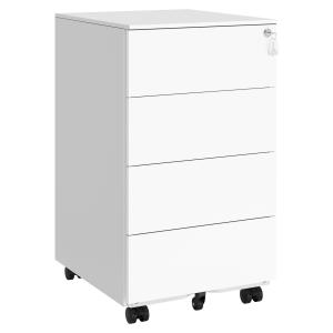 Caisson de bureau mobile verrouillable avec 4 tiroirs blanc