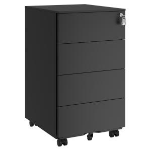 Caisson de bureau mobile verrouillable avec 4 tiroirs noir