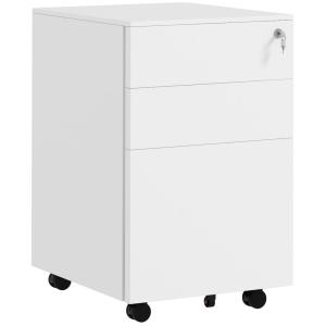 Caisson de bureau sur roulettes 3 tiroirs acier blanc