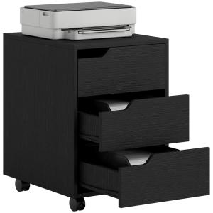 Caisson de bureau sur roulettes 3 tiroirs noir