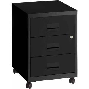 Caisson de rangement 3 tiroirs en acier sur roulettes noir…