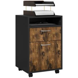 Caisson rangement bureau roulettes panneaux particules brun…