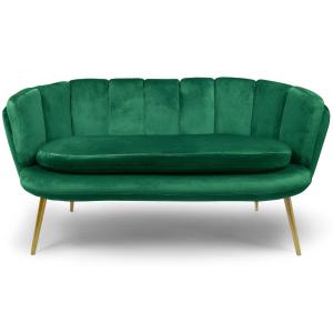 Canapé 2 places arrondi brenda velours vert pieds or