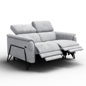 Canapé 2 places avec 2 Relax, tissu gris clair