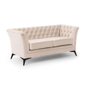 Canapé 2 places Chesterfield en velours beige avec pieds no…
