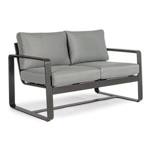 Canapé 2 places en aluminium anthracite et tissu oléfine gr…