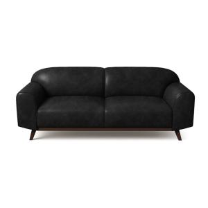 Canapé 2 places en cuir naturel noir